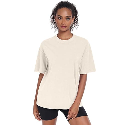Womens Washed Vintage Oversized T-Shirt Casual Baggy Streetwear Boyfriend Tee Workout Short Sleeve Cotton Tops thumbnail 2