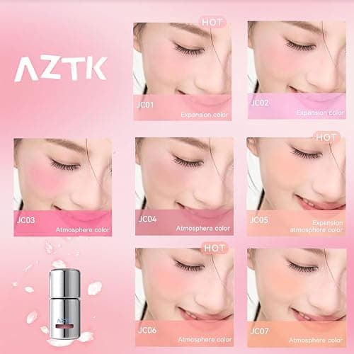 Aztk Liquid Blush, Aztk Jelly Color Liquid Blushes, Blush for Cheeks, Blushes Lotion with Sponge Head, High-Pigment, Long-Lasting, Waterproof, Matte Finish, 5ml (JC04) thumbnail 3