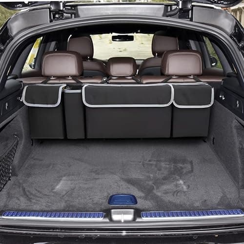 AUCELI Car Trunk Organizer, Backseat Hanging Large Storage with Adjustable Straps, Waterproof Collapsible Cargo Bag with 4 Pockets, Sturdy Space Saver Frees Trunk Floor for SUV, Truck, MPV thumbnail 6
