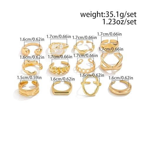 Airvess Gold Knuckle Rings for Women Trendy, Vintage Stackable Rings 14k Gold Plated Rings Sets Dainty Joint Finger Midi Ring Cute Rings Pack Festival Jewelry Gift thumbnail 2