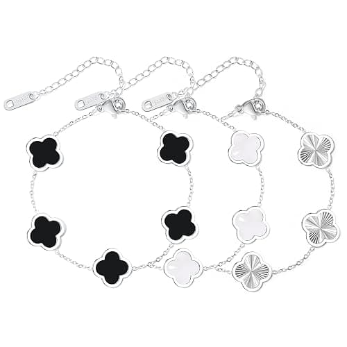 WSupikio 3PC Clover Bracelets Set 18k Gold Plated Lucky Clover Bracelet Women Adjustable Link Bracelets Cute Gold Jewelry - Image 1