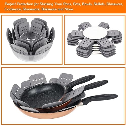 BYKITCHEN Pan and Pot Protectors, Larger & Thicker Pan Protectors with Stars, Set of 6 and 3 Different Sizes, Pot Protectors for Stacking and Protecting Your Cookware thumbnail 5
