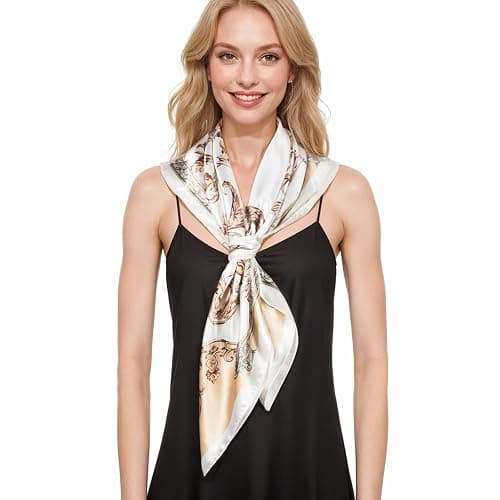 RIIQIICHY Head Scarf for Women Like Silk Scarf Hair Scarf Printed Square Scarf Bandanas for Women 35 Inches thumbnail 2
