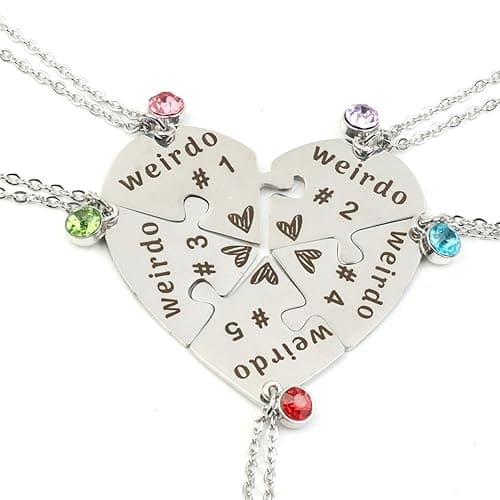 Ximerinf Weirdo Necklace Heart Bff for 4 Best Friend Necklaces Sister Friendship Stainless Steel Jewelry - White 5