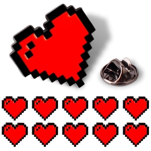 vintage 8-bit pixel style heart-shaped enamel lapel pins - game-themed cute alloy brooch, perfect accessory for female gamers, ideal for jackets, backpacks, and other clothing - Image 1