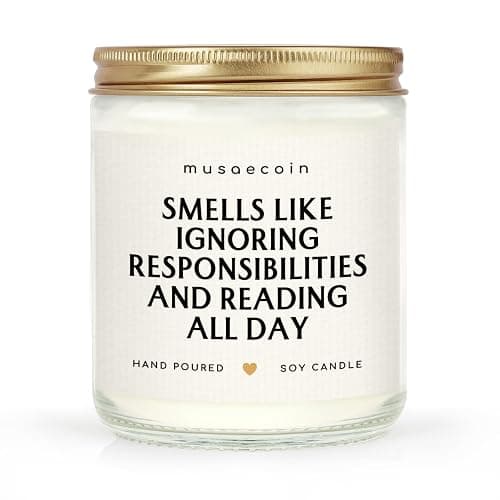 musaecoin Book Lovers Gifts, Funny Gifts for Book Lovers, Birthday Bookish Presents for Readers Librarian Bookworm - Handmade Lavender Candle 7oz - Image 1