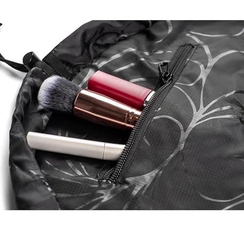 Lay-n-Go Cosmo Layflat Cosmetic & Makeup Bag Organizer - Portable Drawstring Bag w/Zipper Pocket, Brush Storage Loops & More - Durable, Machine Washable Toiletry Bag for Travel (22", Black) thumbnail 5