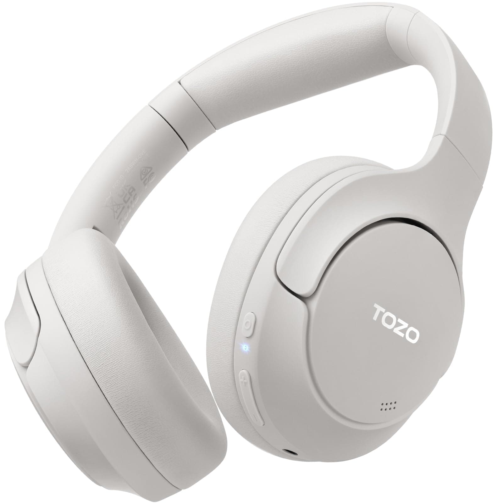 TOZO HT2 Hybrid Active Noise Cancelling Wireless Headphones, 60H Playtime Lossless Audio Over Ear Bluetooth Headphones, Hi-Res Audio Deep Bass Foldable Lightweight Headset for Workout White - Image 1
