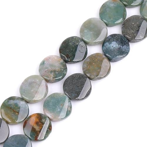 GEM-Inside Indian Agate Gemstone Loose Beads Natural 16mm Twisted Coin Crystal Energy Stone Power for Jewelry Making 15" - Image 1