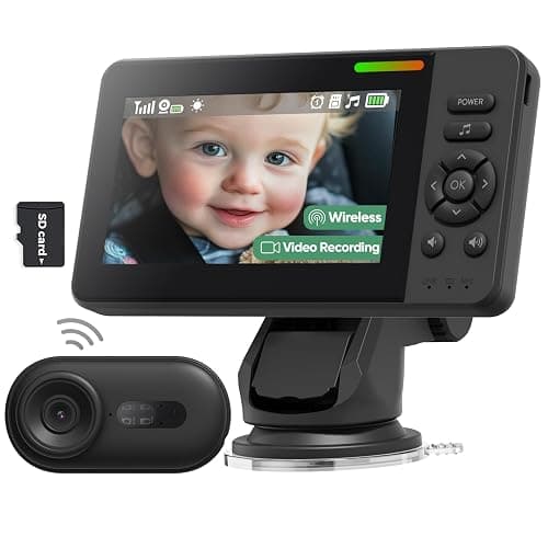 Elzeeo Wireless Baby Car Camera with 1080P Advanced Night Vision and 32H Battery, No Wi-Fi Needed Easy Setup Car Baby Monitor with Video Recording Adjustable Angle, Newborns Travel Essentials Gifts - Image 1