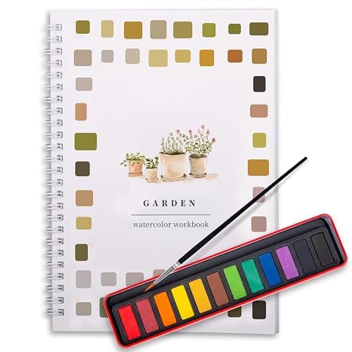 usouioo Beginner Watercolor Painting Kit, 12 Colors & 1 Brush with Multi-Theme Painting Set, Outline Art Supplies for Teens Adults (Garden) - Image 1