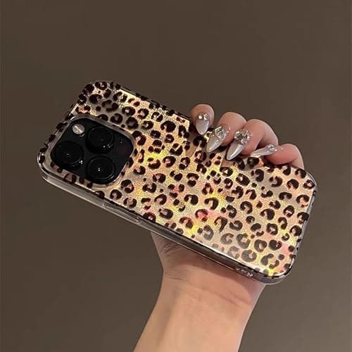 Reownest Compatible with iPhone 12/12 Pro Case, Cute Cheetah Leopard Print Pattern Retro Aesthetics Design, Soft Glitter Shiny TPU Shockproof Protective Bumper Phone Cover - Gold thumbnail 7