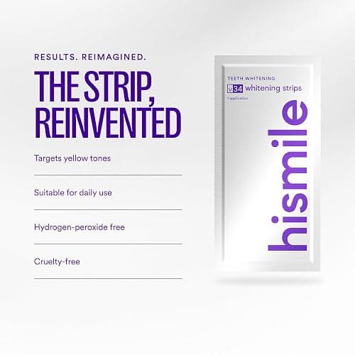 Hismile V34 Whitening Strips, Teeth Whitening Strips, Purple Tooth Whitening, Purple V34 Whitening Strips, Tooth Stain Treatment, Combining Whitening and Colour Correction thumbnail 6