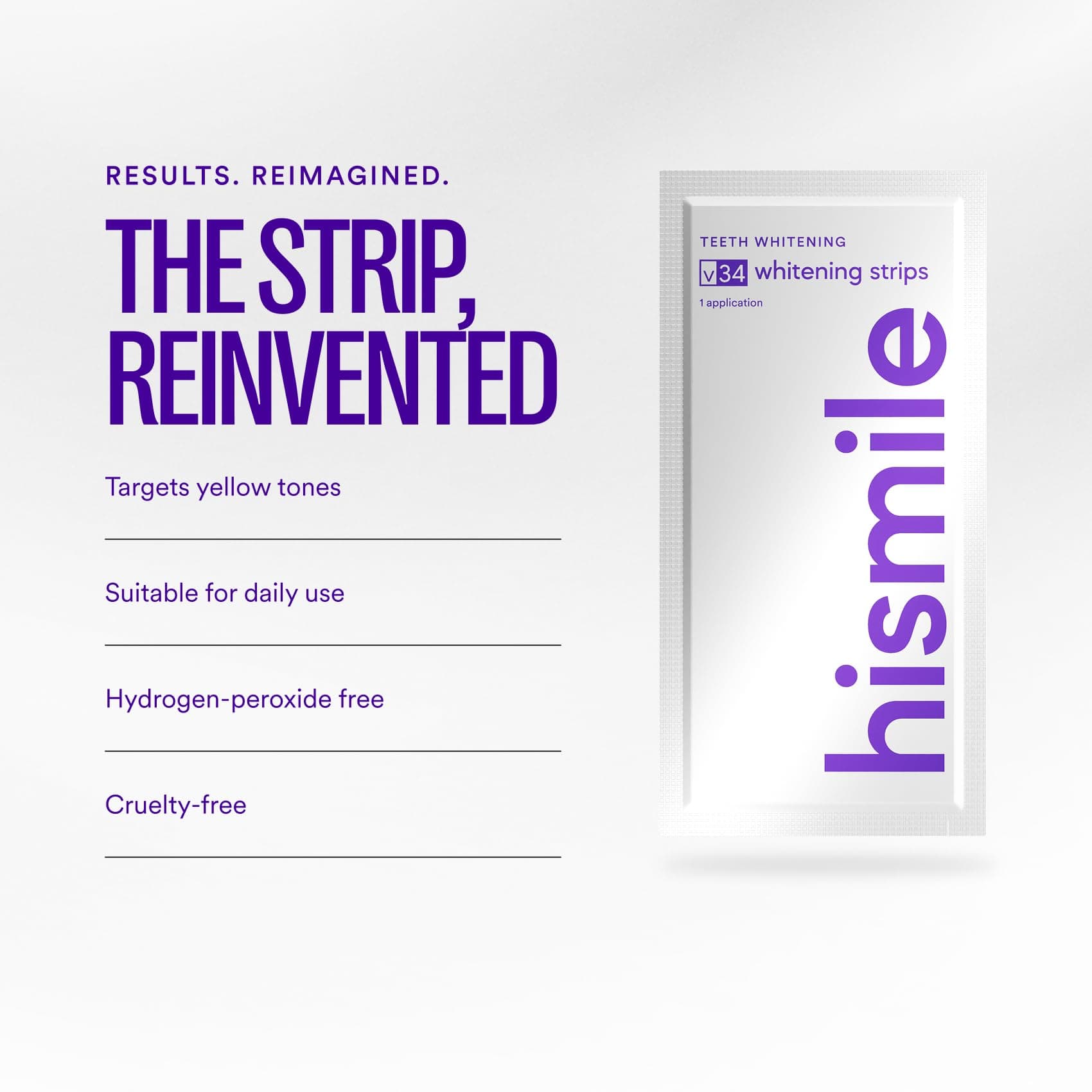 Hismile V34 Purple Teeth Whitening Strips, 14 Count, Peroxide-Free, Brightens Teeth in 30 Minutes, Combines Whitening and Colour Correction thumbnail 6