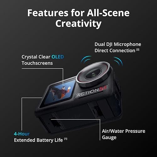 DJI Osmo Action 5 Pro Standard Combo, Waterproof Action Camera with 1/1.3" Sensor, 4K/120fps Video, Subject Tracking, Stabilization, Dual OLED Touchscreens, Action Camera 4K Ideal for Sports, Vlog - Standard Combo thumbnail 4