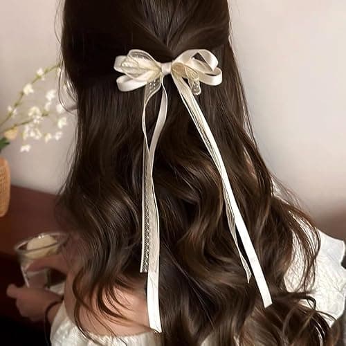 6Pcs Lace Hair Bow for Women,Cute Hair Bows Barrettes Bow Hair Clips with Long Tail,Hair Ribbon Bows Hairpins Metal Alligator Hairclips,Decorative Hairclip Hair Accessories for Women thumbnail 5