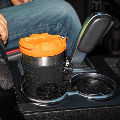 Klein Tools 55580 Stainless Steel Tumbler with Flip-Top Lid, Insulated 20 Oz. Tradesman's Double Wall Vacuum Mug, Slip-resistant Sleeve thumbnail 5