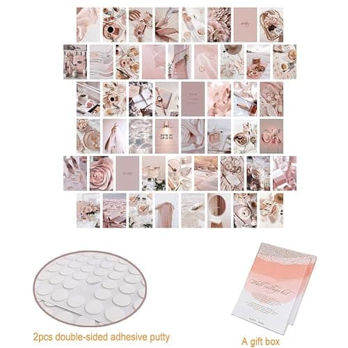 50PCS Aesthetic Picture for Wall Collage, 4x6 inch Room Decor for Teen Girls, Neon Bedroom Collage Print Kit,Cute Dorm Wall Art Photo Posters [Single Sided] (Beige 1) thumbnail 4