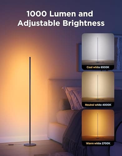 Govee RGBIC Floor Lamp Basic, LED Corner Lamp Works with Alexa, 1000 Lumen Smart Modern Floor Lamp with Music Sync and 16 Million DIY Colors, Color Changing Standing Lamp for Bedroom Living Room Black thumbnail 7
