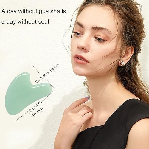 Ditind Gua Sha, Jade Stone Gua Sha Massage Tool, Guasha Tool for Face and Body Skin Massage. Gua Sha Set for Toxins Prevents Wrinkles for SPA Acupuncture, Therapy Trigger Point Treatment. thumbnail 5