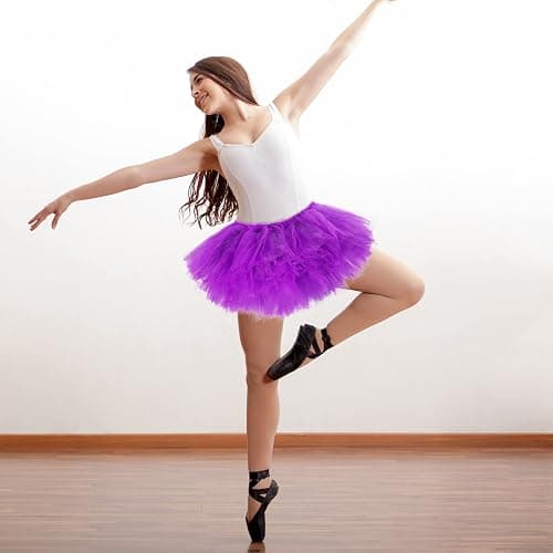 Handepo 9 Pcs Adult Tutu Skirts for Women 5 Layered Tulle Classic Lady 80's Dance Short Ballet Skirt 9 Colors thumbnail 3