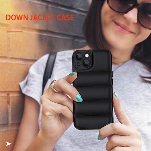 SSASMEU Luxury Down Jacket Phone Case For iPhone 15 14 13 12 11 Pro XS Max X XR 7 8 Plus The Puffer Case Soft Silicone Shockproof Cover,B,Black,For iPhone X XS thumbnail 6