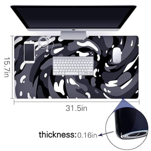 Fluid Pattern XXL Mouse Pad,Super Thick Waterproof Fluid Pattern Large Gaming Mousepad with Stitched Edge,Mouse Computer Desk Accessories,Non-Slip Base Mouse Keyboard Mat 800X400X4mm thumbnail 2