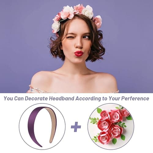 anezus 16 Pcs Satin Headbands Bulk 1 Inch Anti-slip Ribbon Hair Bands Plain Hard Headbands for Women Girls DIY Craft Hair Accessories (Multicolor) thumbnail 4
