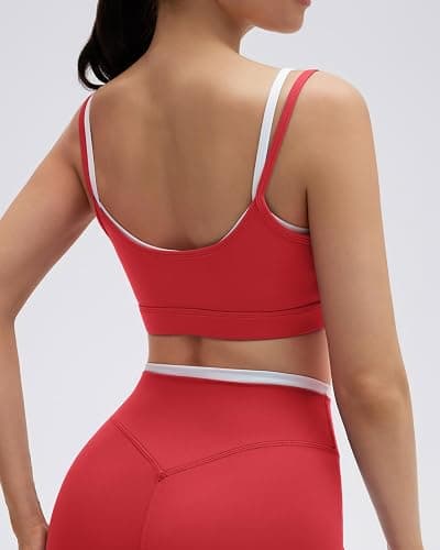 SUUKSESS 2 Piece Workout Sets Layered Sports Bra Yoga Gym Biker Shorts thumbnail 4