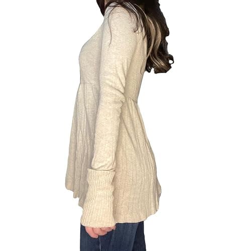 Tsultryofs Y2K Fairy Grunge Knit Long Sleeve Tunic Tops Low Cut Peplum Babydoll Blouse Button Down Harajuku 90s Sweater thumbnail 6
