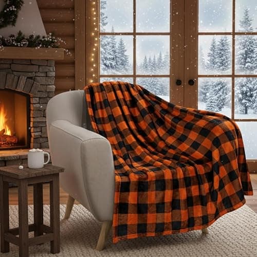 CEKUIA Sherpa Fleece Blanket Sofa Throw Flannel Plaid Throw for Couch Bedroom Chair Home Decor, Lightweight Fluffy Microfiber Check Pattern Travel Blanket 130x150 cm thumbnail 3