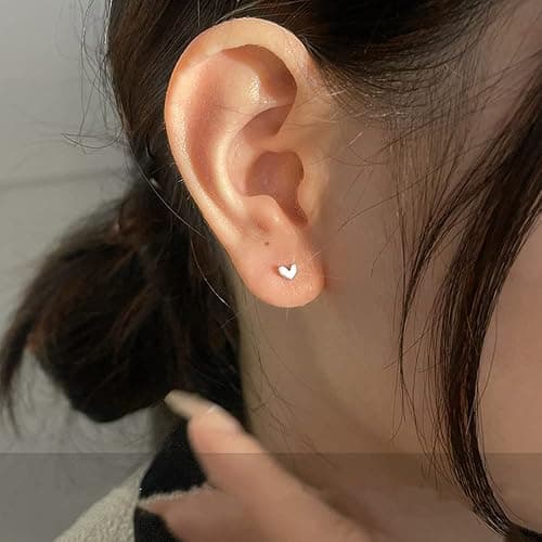 20g Mini Heart Sterling Silver Hypoallergenic Pierced Earrings for Women Girls Teens Minimalist Love Hearted Bead Stud Tiny Small Cartilage Tragus Post Pin Cute Birthday Christmas Thanksgiving Jewelry Gifts thumbnail 2