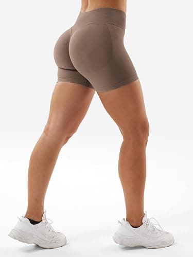 YEOREO SoftHue Women Workout Gym Impact Shorts Hidden Scrunch Butt Lifting 3.6"/4.5"/6" Seamless Shorts - 3.6" Inseam - Small - Brown thumbnail 5