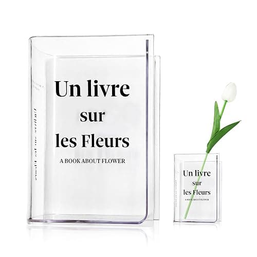 Vase transparent tulipe et acrylique - Vase de livre de fleurs pour décoration de fête, salon, bureau et café - Image 1