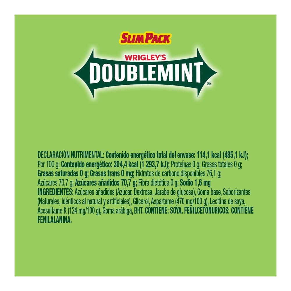 Doublemint Chicles sabor Menta 15 sticks 37.5 g thumbnail 2