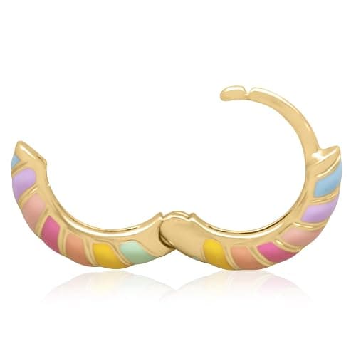 14K Gold Plated Sterling Silver Enamel Color Huggie Hoop Earrings for Women – Wide Range of Vibrant Color Options Available thumbnail 4