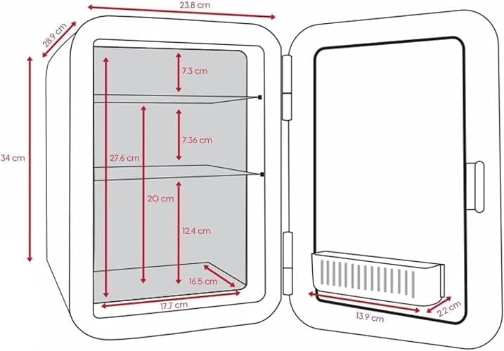Cooluli 10L Mini Fridge for Bedroom - Car, Office Desk & College Dorm Room 12v Portable Cooler Warmer Food, Drinks, Skincare, Beauty Makeup AC/DC Small Refrigerator with Glass Front, 110 Volts, White thumbnail 3