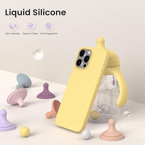 ORNARTO Compatible with iPhone 16 Pro Max Case 6.9", Slim Liquid Silicone 3 Layers Soft Gel Rubber Shockproof Protective Case with Anti-Scratch Microfiber Lining-Buttercream Yellow thumbnail 3