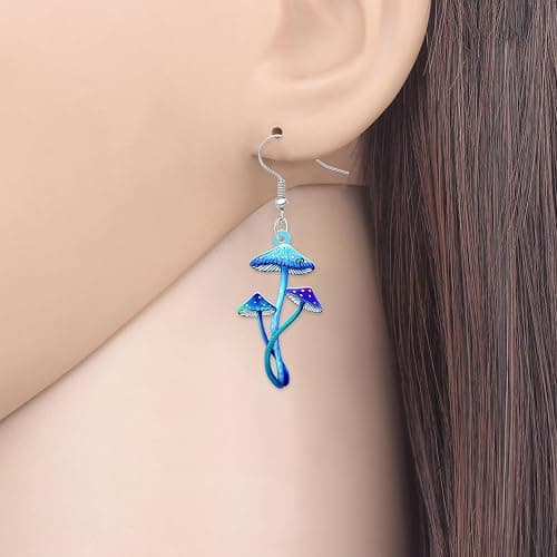 LONYOO Anime Mushroom Earrings Gifts for Women Ornaments Jewelry Novelty Acrylic Dangle Hypoallergenic Hook Charms thumbnail 2