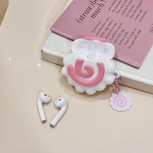 YAKVOOK for AirPods 1/2 Case,Cute 3D Cartoon Fish Cake AirPods 1st 2nd Generation Cover Kawaii Soft Silicone Protective Cover with Keychain Shockproof Charging Case Girls Women thumbnail 5