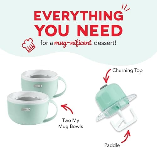 Dash My Mug Ice Cream Maker - Makes Single Serving of Gelato, Frozen Yogurt, Sorbet & More - Easy to Clean & Use - Aqua, 2 Bowls thumbnail 8
