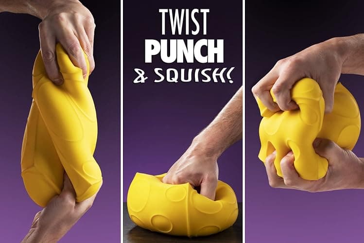 Giant Cheese Stress Ball: A squeezable stress buster that looks like a block of cheese! thumbnail 5