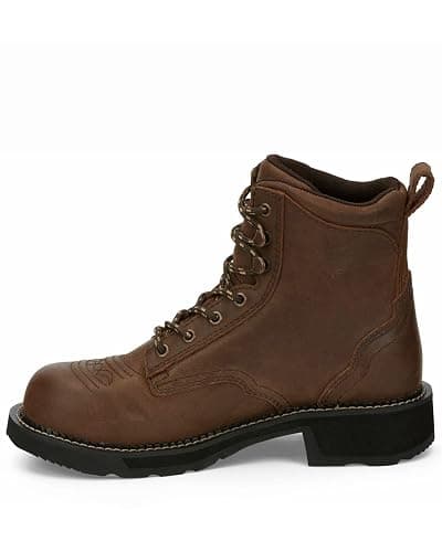 Justin Katerina 6" Steel Toe Waterproof Work Boot - Women's Lace-Up, Floral Stitch, J-Flex Comfort, Durable Leather Exterior thumbnail 3