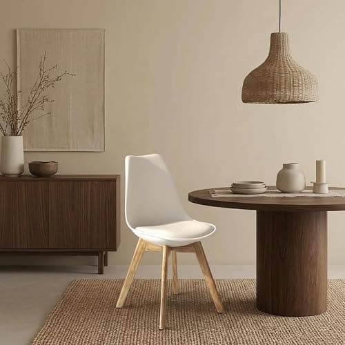 Aykah Modern Dining Chairs Set of 4 - Dining Chair with Wood Legs - Dining Chairs of Plastic seat with Cushion - Kitchen Chair - White Dining Room Chair - Easy to Assemble thumbnail 11
