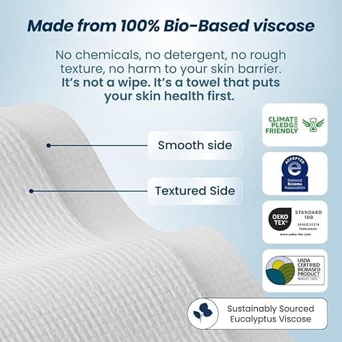 Clean Skin Club Clean Towels XL™, 100% USDA Biobased Face Towel, Disposable Face Towelette, Eczema Association Accepted, Makeup Remover Dry Wipes, Ultra Soft, 50 Ct, 1 Pack - 50 Count (Pack of 1) thumbnail 10