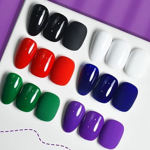 JODSONE 10ml Gel Nail Polish Set 6Colors Black White Red Deep Blue Dark Green Deep Purple All Seasons Neutral Soak Need U V/LED Lamp Curing thumbnail 2
