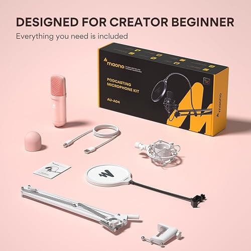 MAONO USB Microphone, 192kHz/24bit Plug & Play PC Computer Podcast Condenser Cardioid Metal Mic Kit with Professional Sound Chipset for Recording, Gaming, Singing, YouTube, AU-A04 Pink thumbnail 9