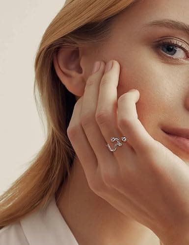 CH.yishi Handmade 925 Sterling Silver Ring Adjustable Stacking Ring Vintage Statement Ring Personalized Jewelry for Women & Men thumbnail 4