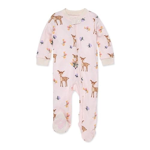 Burt's Bees Baby Girls' Organic Cotton Sleep and Play Footed Pajamas - Image 1