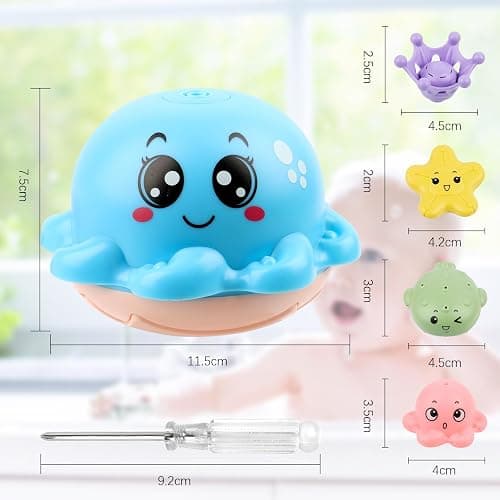 Jouets de Bain Bébé, Jeux de Bain pour Bebe Enfant 1 2 3 4 Ans,Jouets de Bain Lumineux pour Bébé, Jouet d'Arroseur d'eau Poisson,Jeu d'eau Poulpe de à Jet avec LED pour Les Enfants thumbnail 3